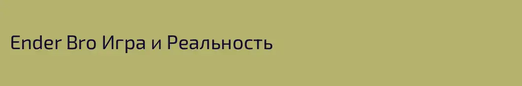 Ender Bro Игра и Реальность